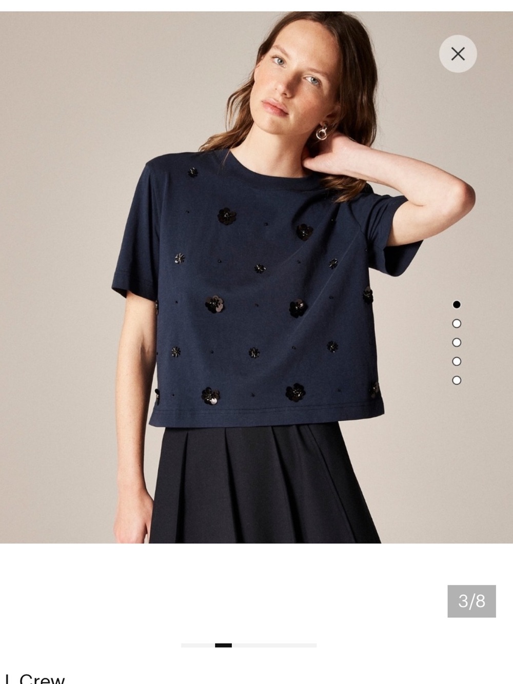 J. Crew Navy Embellished Top in Broken in Jersey